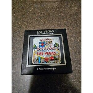 NIB Vintage Rockabilly Assorted Las Vegas Coasters Set Of 6